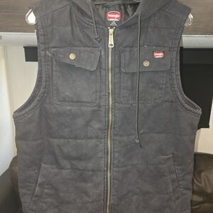 Wrangler Black Hooded Vest for Men